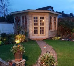3.3m x 3.3m Corner Shed With Handmade Doors and Windows